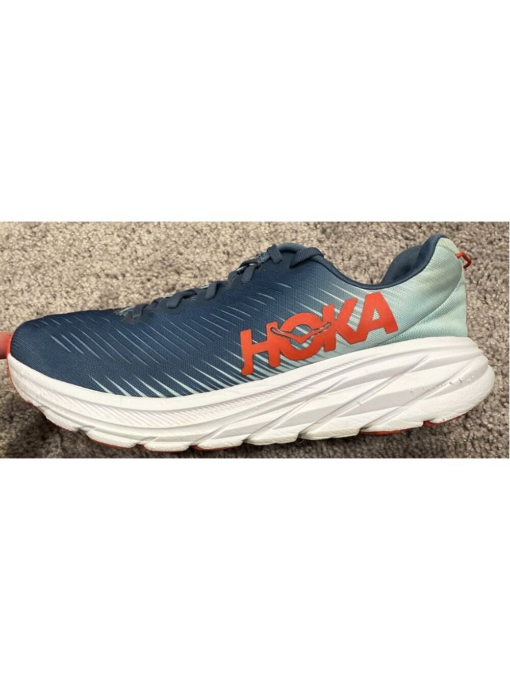Hoka One One Rincon 3 Men’s Shoes Size 10.5 D Blue Red Athletic Running Sneakers